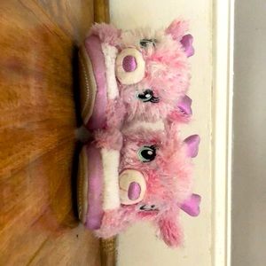 Pink reindeer slippers